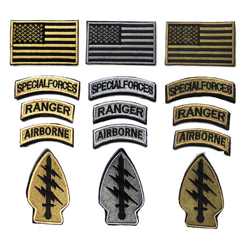 boshiho Military Patches, Tactical American Flag Patches Special Forces Ranger Airborne Badges 5 Pieces Hook and Loop Embroidered Morale Patch (Army Green) - Image 4